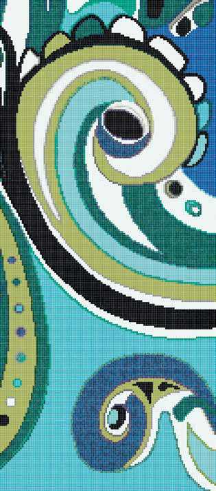 Mosaic tile Bisazza Wears Emilio Pucci by Bisazza, Glass, 129.1x290.5 cm, Surface Finish glossy, Effect fabric, Color multicolor, Style designer